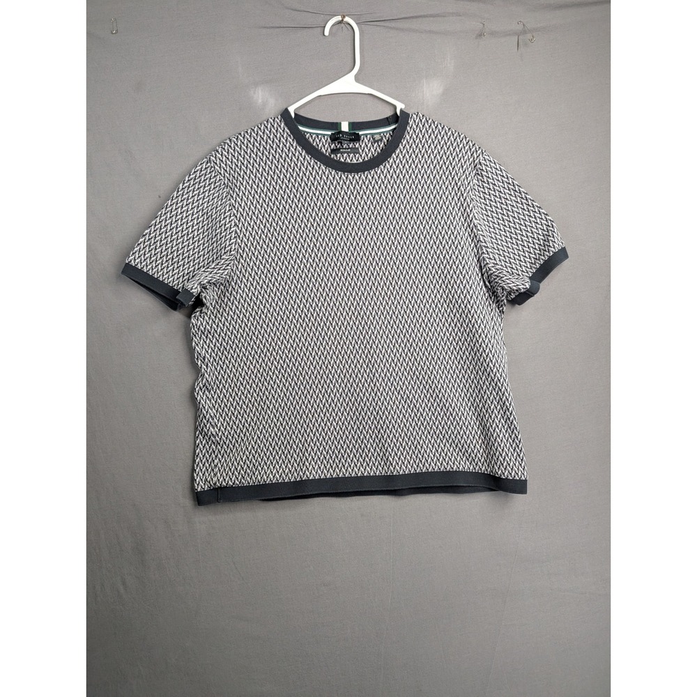 Ted Baker London Mens FINITY Chevron Knit Short Sleeve T-Shirt Grey Size 5 XL